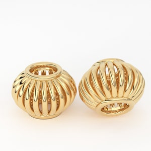 4.2mm 18k Solid Yellow Gold Fancy Bali Spacer Findings Beads Pair St Patricks Day