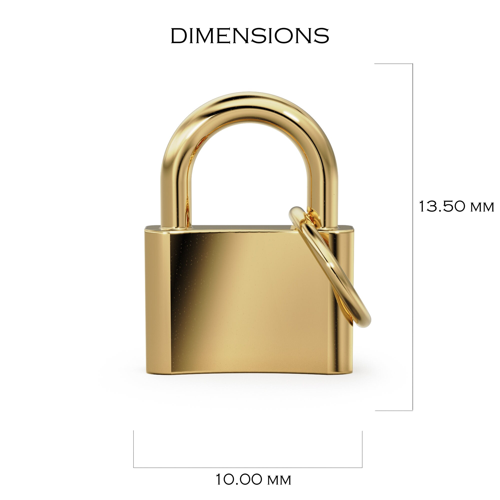 Solid Gold Padlock Charm Pendant / 14k 18k Solid Gold Pendant / Padlock ...