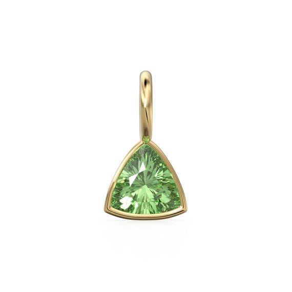 Peridot 5mm 14k Yellow Solid Gold Charm Pendant Bezel Jewelry