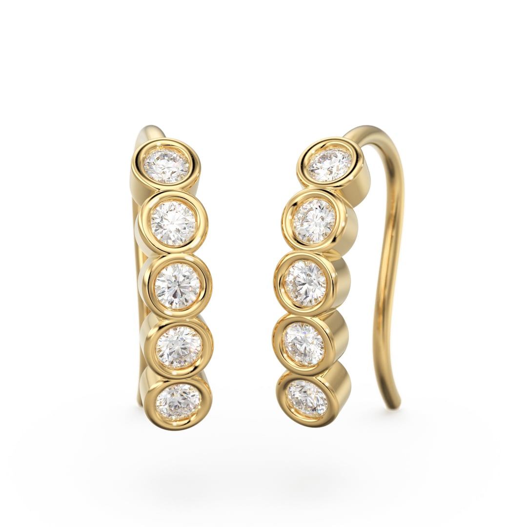 5 Diamond Earwire / Jewely Making Gold Earring Findings /14k 18k Solid