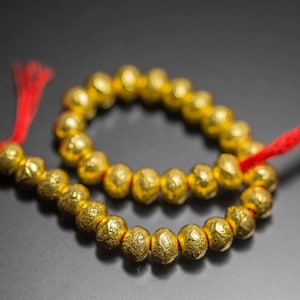 10pc, 8mm Handmade 18k Solid Gold Handmade Textured Rondelle Hollow Beads Spacer Findings St Patricks Day