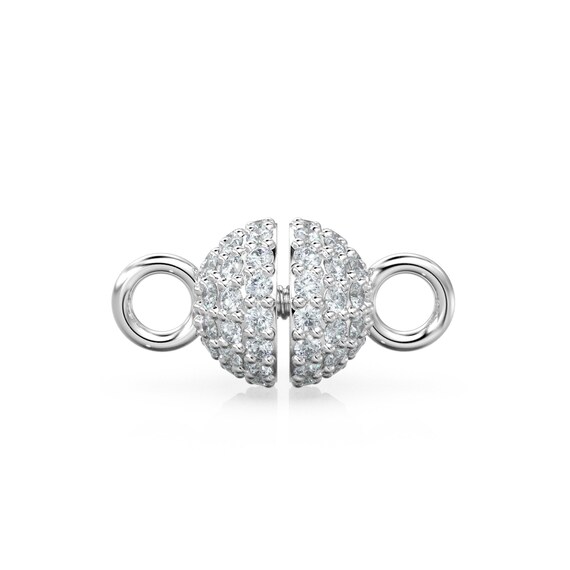 14mm Zircon Petal Silver Plated Clasp For Jewelry Making - With Rhinestones, 1 Strand