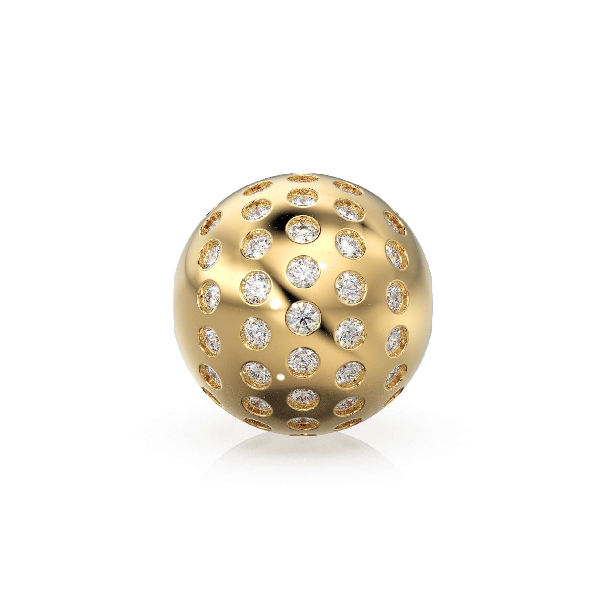 Flush Gypsy Setting Diamond Gold Beads / Handmade Diamond Rondelle ...