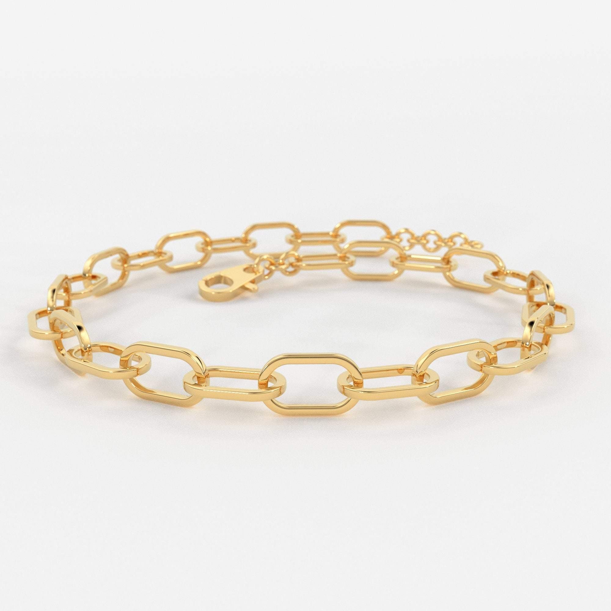 Paper Clip Bracelet / 14k Gold Paper Clip Link Bracelet 8 MM / Etsy