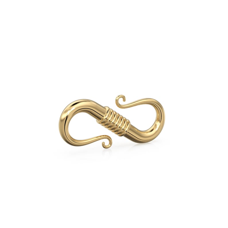 Coil S-hook 18k Solid Gold Clasp Handmade Old Fashioned 15mm 14k Gold ...