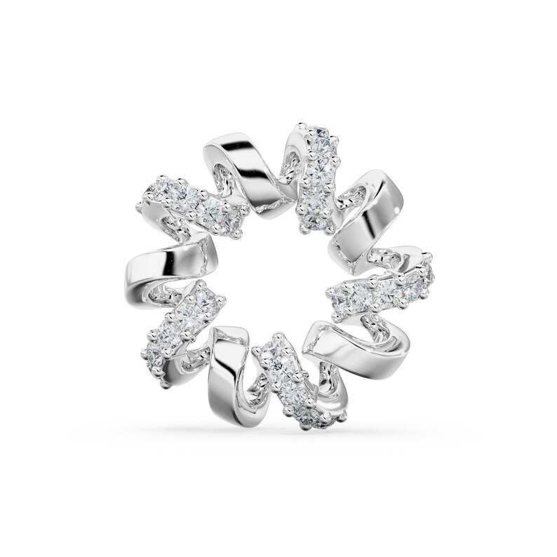 Diamond Wreath Gold Connector / Wavy Solid Gold Spacer / Etsy