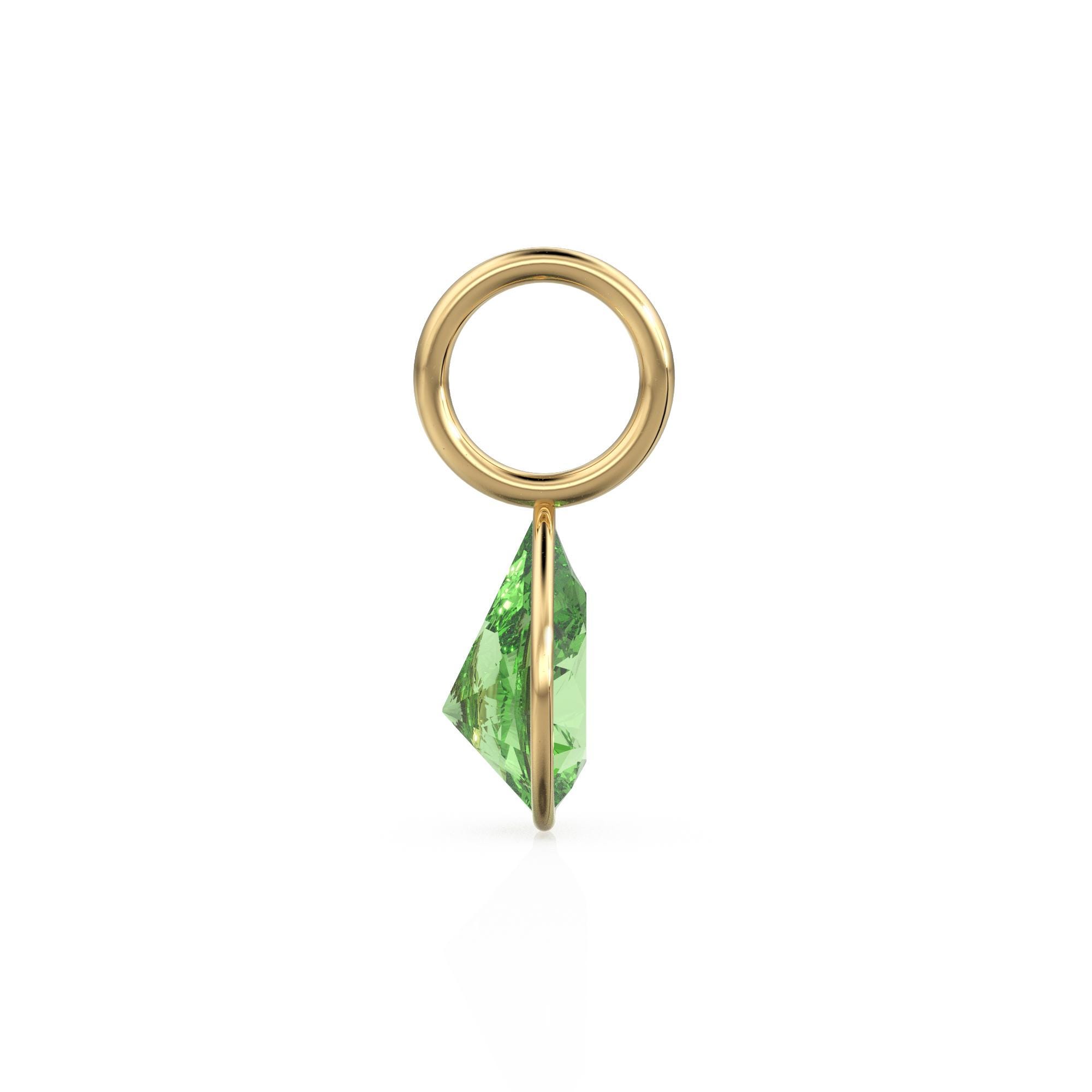 Pendentif Péridot Vert Naturel En Forme De Poire – Or Jaune 14 Carats – Fait Main
