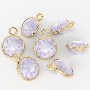1pc 14k Solid Yellow Gold 4,5,6mm Natural Rose Pink Quartz Charm Pendant / Rose Quartz Charm / Quartz Charm / Solid Gold Charm