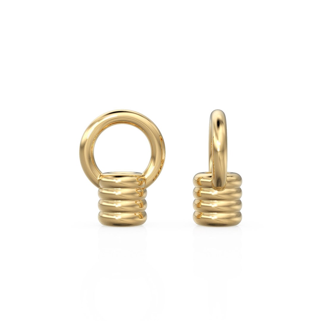 Stringading Ring 14k Solid Yellow Gold Coil End Cap - Stringing Finding With 0.9mm Holes ...