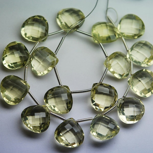 5 Matched Pair, Aaa Natural Lemon Quartz Faceted Match Heart Briolettes 12mm, Calibrated Size