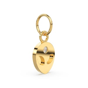 Alien Head Diamond 14k 18k Solid Gold Charm Pendant, Alien Charm, Gold Charm Finding, Alien Solid Gold Pendant St Patricks Day