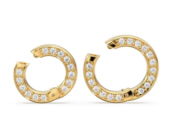 Connecteur rond clicker / fermoir en or massif / fermoir pavé de diamants / connecteur de diamants / collier en or 14 carats / porte-breloques en or
