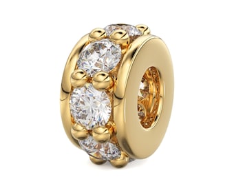 Diamond Eternity 18k Solid Yellow Gold 5mm Rondelle Wheel Beads for Elegant Jewelry Making