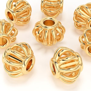 18k Solid Yellow Gold Fancy Bali Spacer Findings Bead Single piece 4.2mm St Patricks Day