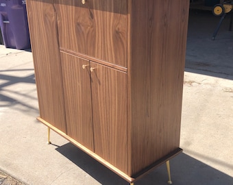 Mid Century Modern Inspired Bar Cabinet with Wine Rack