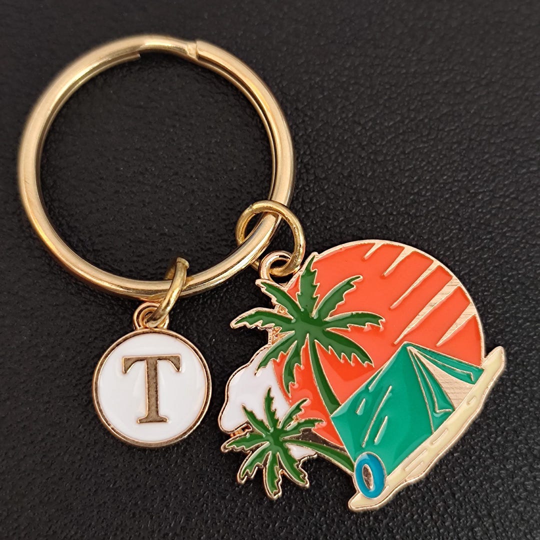 Summer Keychains Summer Beach Keychain - Personalized Camping Keyring - Etsy