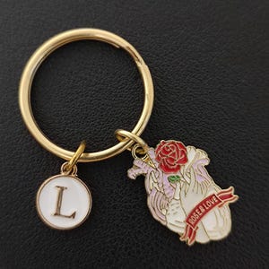 Heart Keychain: Personalized Love Rose Keyring