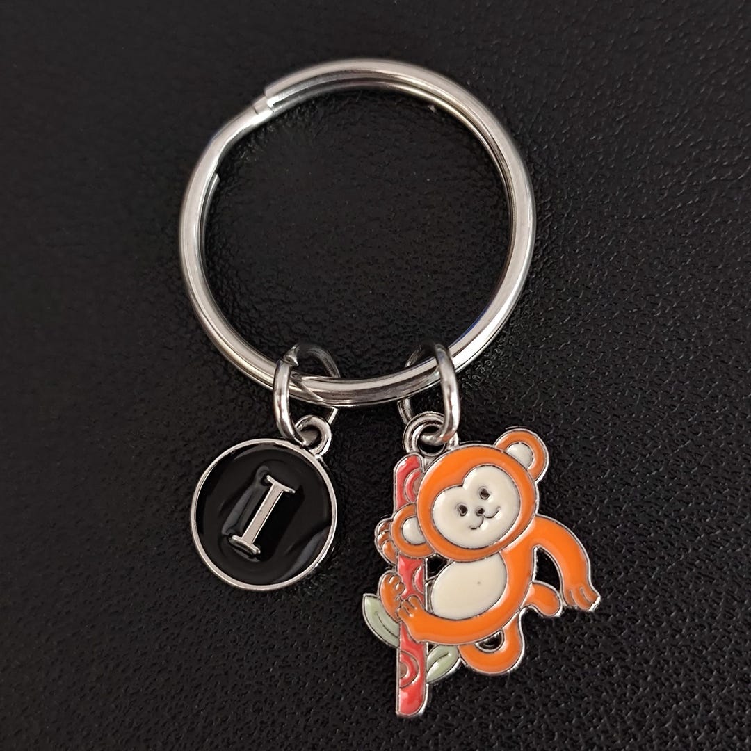 Monley Keychain Monkey Keychain: Silver Tone Animal Keyring - Etsy