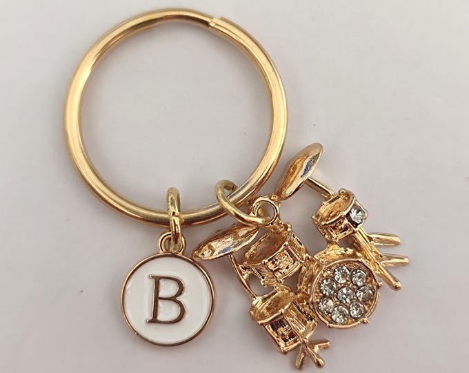 Rhinestones Drum Set Keychain Gift For Drummer