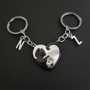 Porte-clés personnalisé pour couples de chats pour les amoureux des chats
