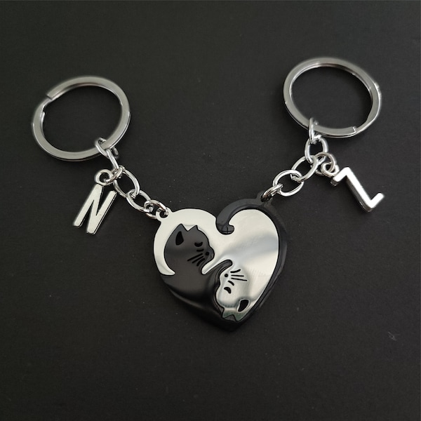 Personalized Cat Couples keychain For Kitty Lover