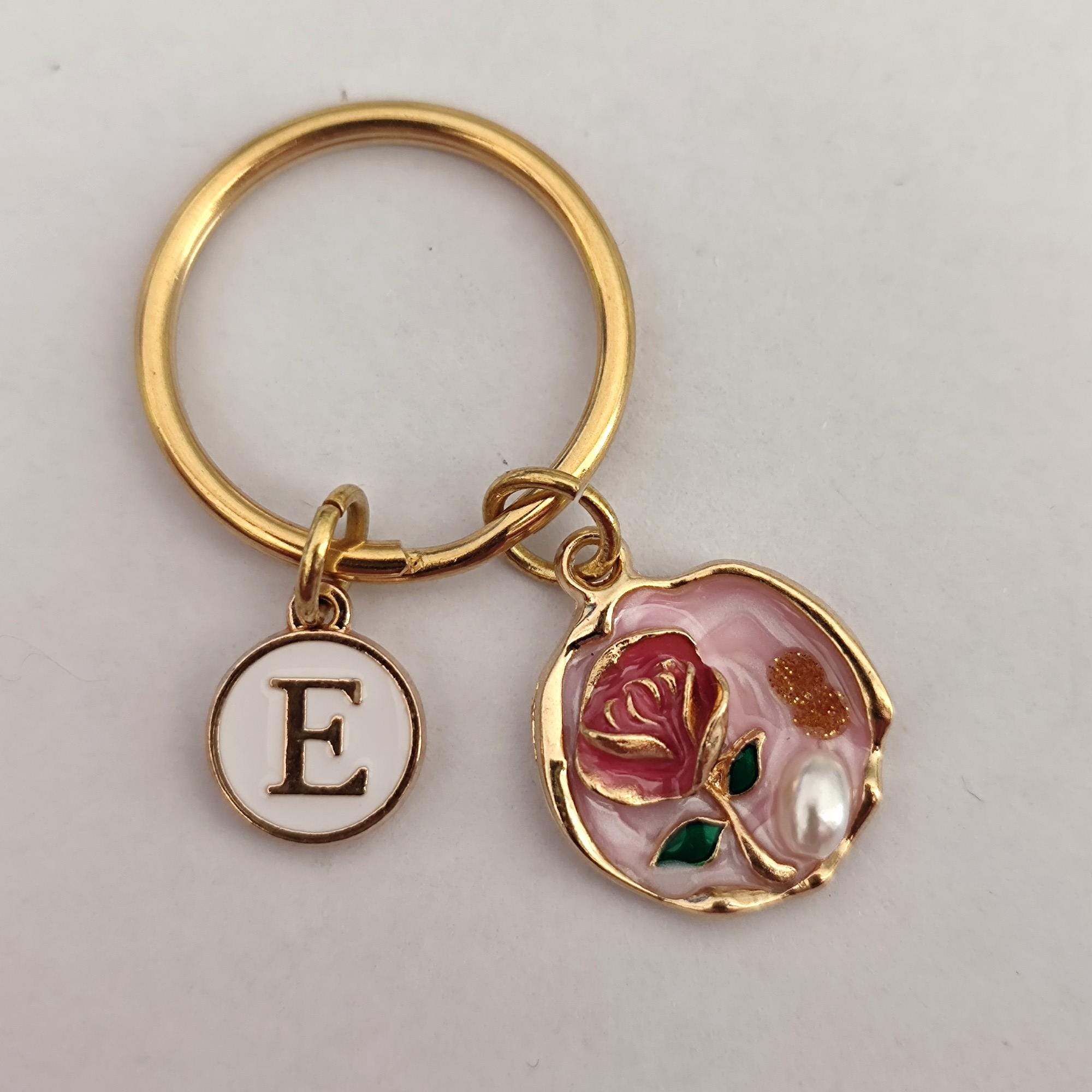 Personalized Rose Flower Keychain Gift For Girl