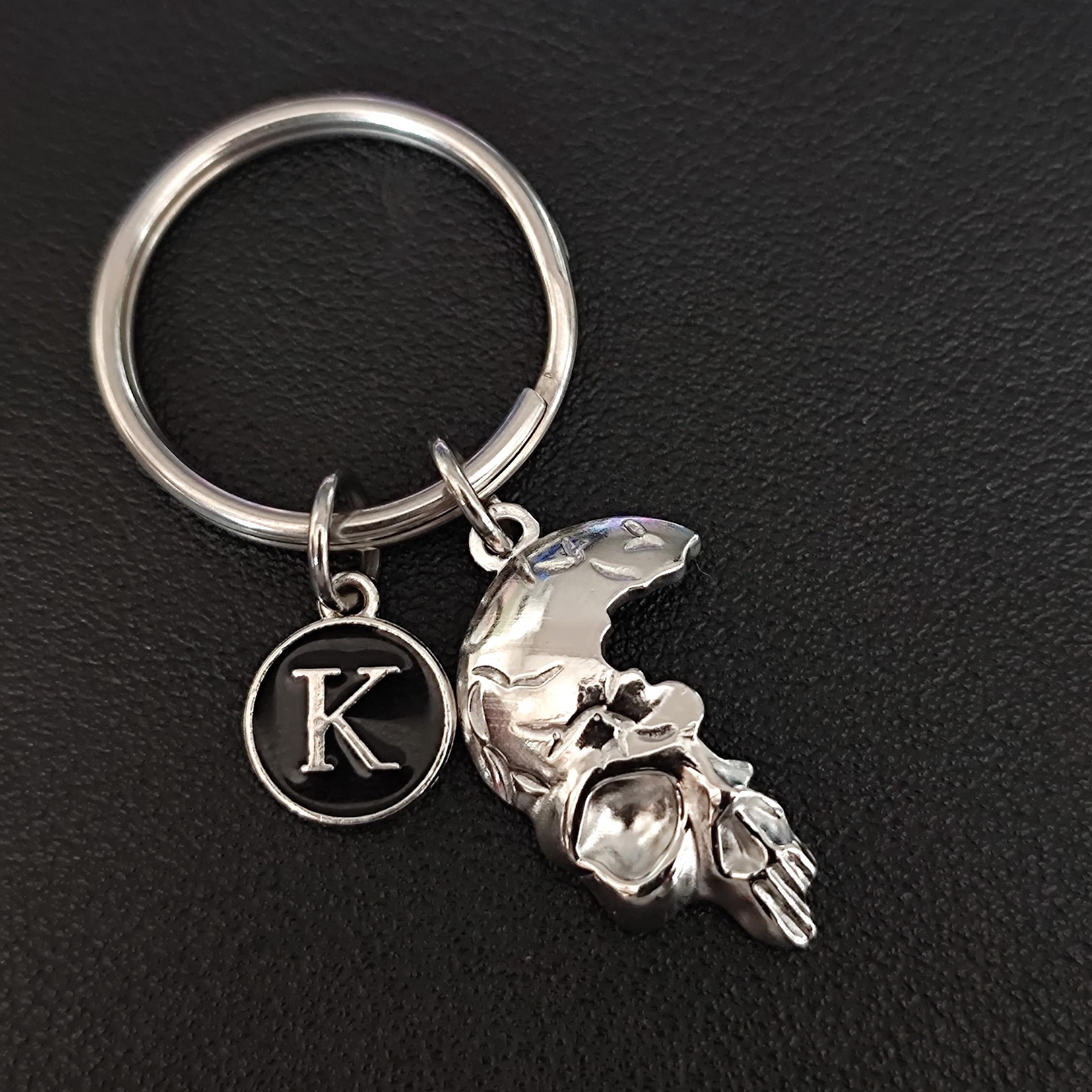 Portachiavi A Teschio In Acciaio Inox - Moschettone Gotico Per Zaino E Chiavi, 9x5 Cm - 3