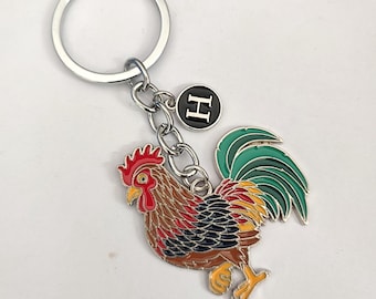 Personalized Rooster Keychain Gift For Farmer