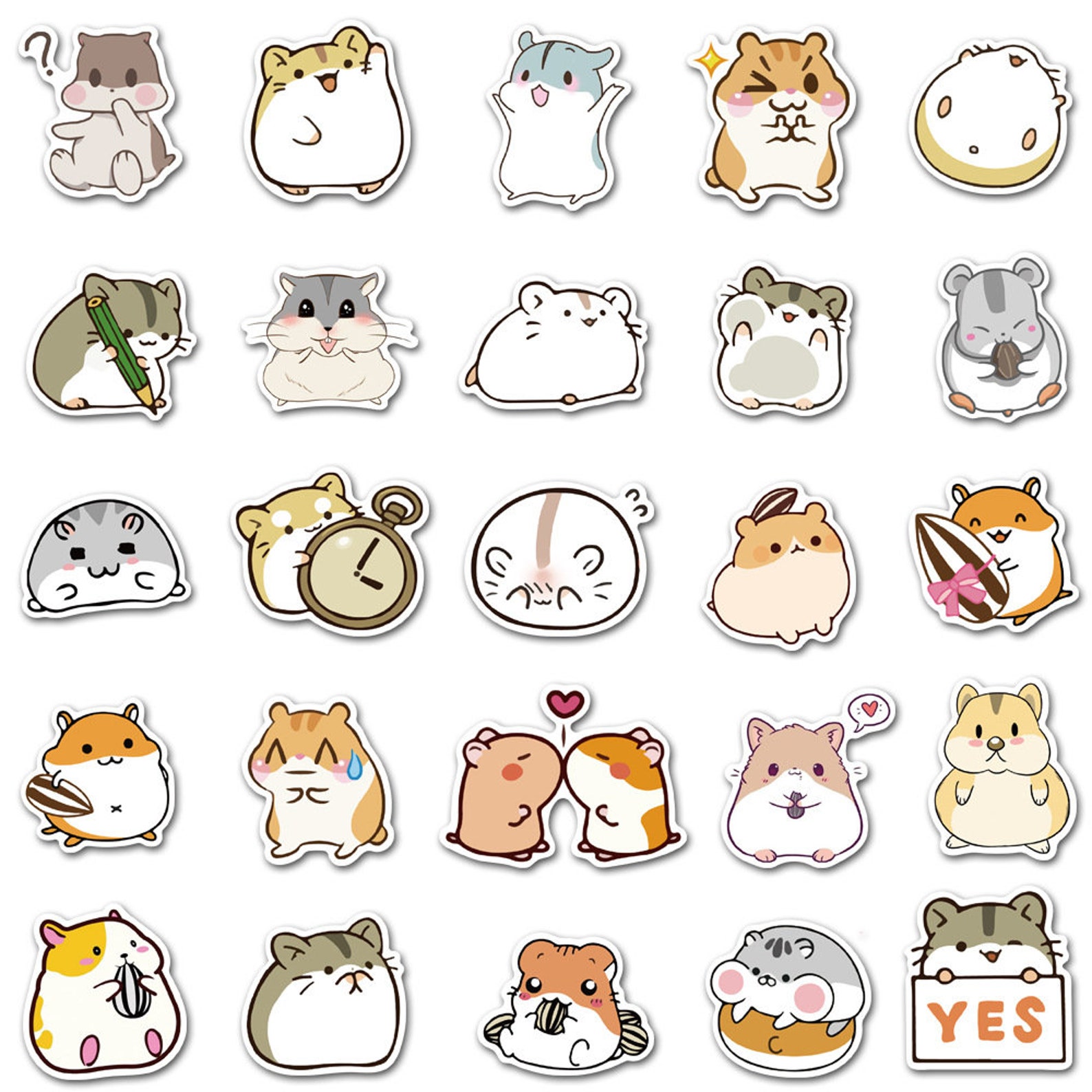 A84 Cute Hamster Sticker Pack Animals Sticker Cartoon Etsy