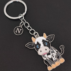 Personalisierte Kuh Keychain Geschenk silber Ton