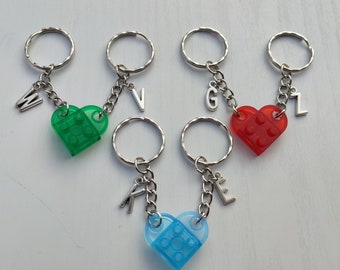 Personalized Love Heart Keychain Made From Transparent Bricks