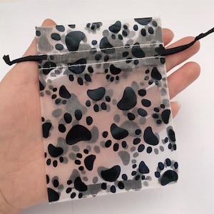Sacchetto di organza con stampa di zampa per imballaggio di forniture per animali domestici 50 pezzi