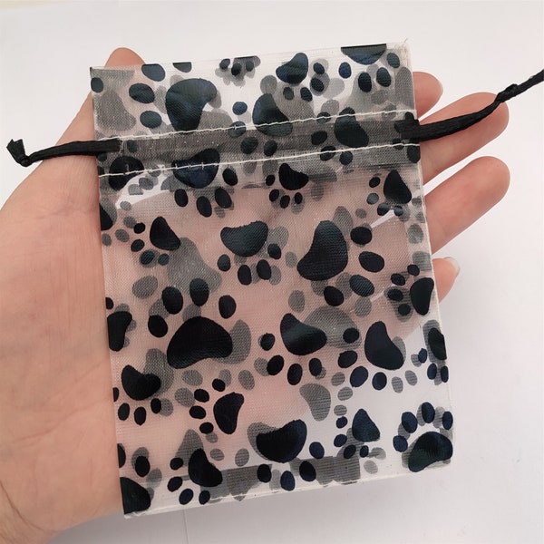 Paw Print Organza Bag For Pet Supplies Packaging