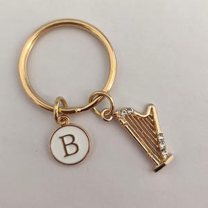 Rhinestones Harp Keychain Gift For Harpist