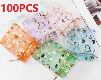 Love Heart Organza Bag For Party Wedding 100PCS