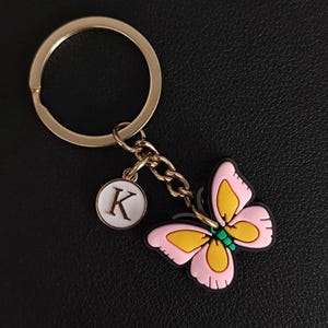 Pink Butterfly Keychain PVC Rubber