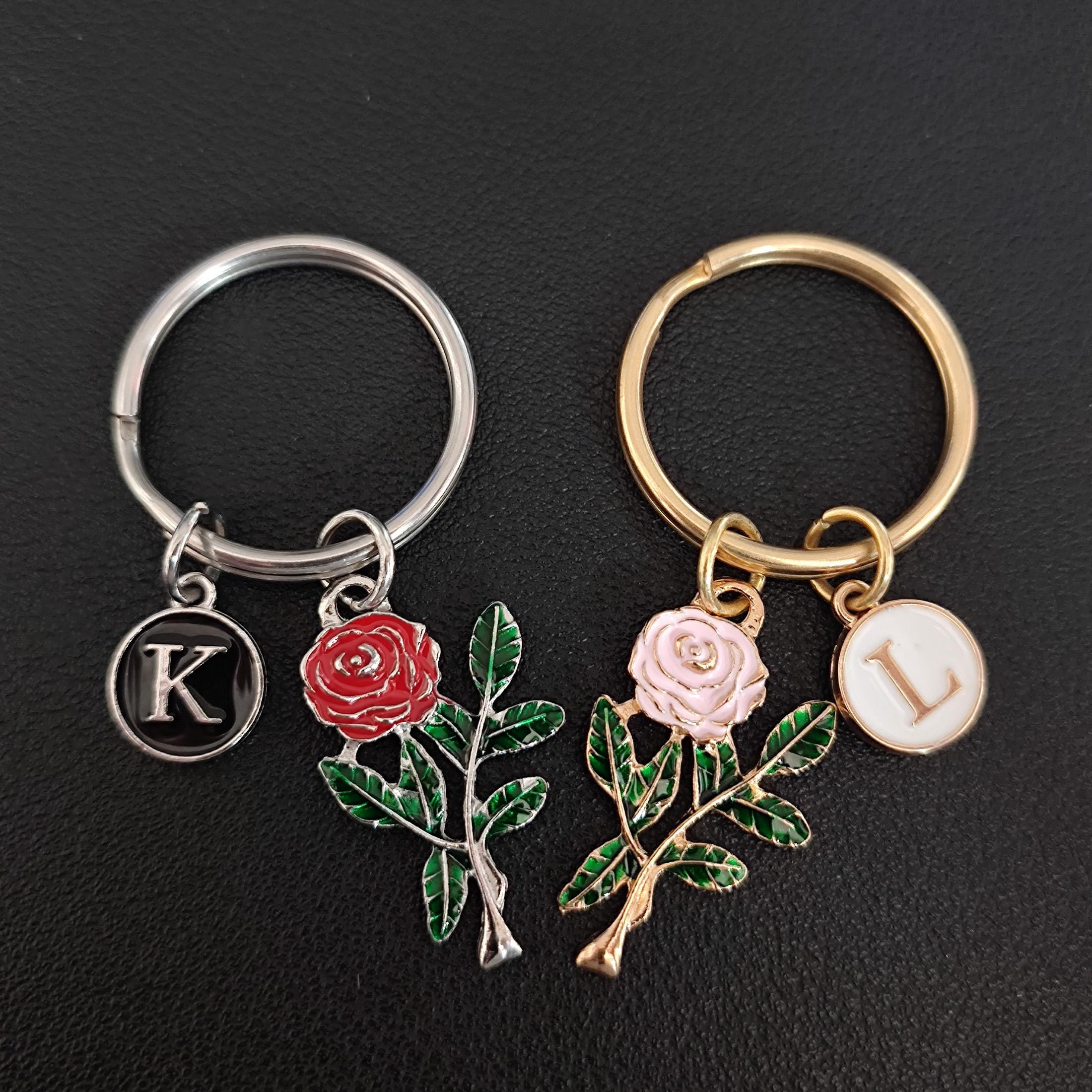 Personalized Rose Keychain Gift for Lover - Etsy
