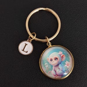 Lovely Monkey Keychain Cabochon Gift For Girl