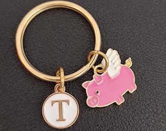 Personalized Flying Pig Keychain Gift For Girl