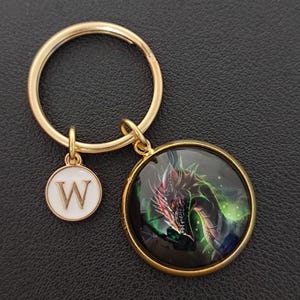 Green Dragon Keychain Cabochon Gift For Boy Girl