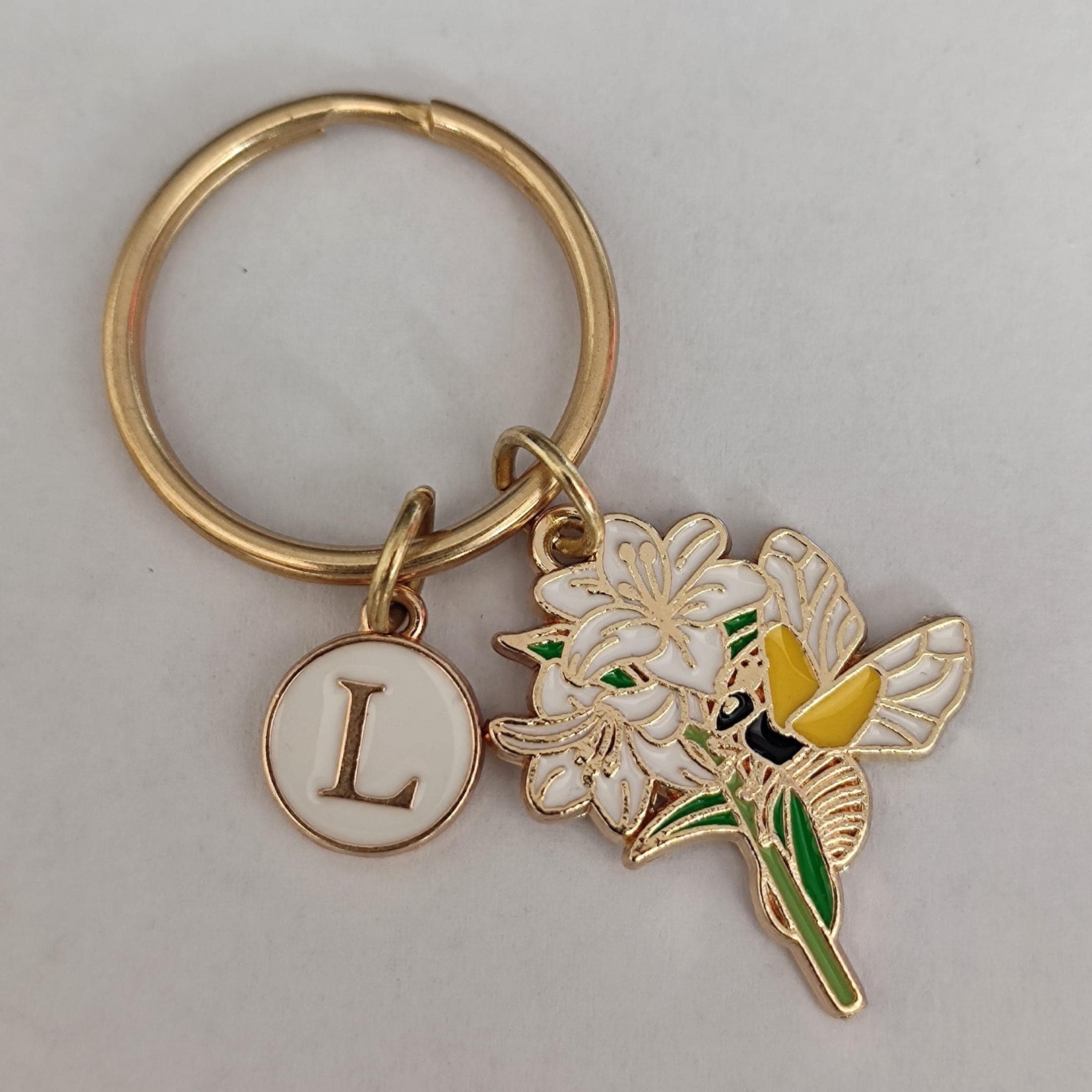White Lily Keychain - Personalized Flower Keyring - Etsy