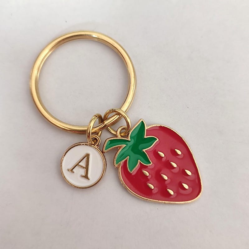 Beaded Strawberry Keyring - Etsy