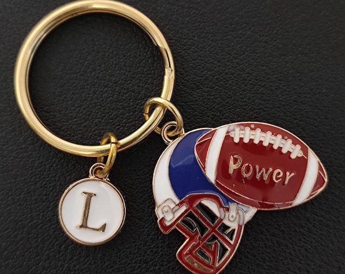 Football Keychain: Initial Charm Sport Keyring