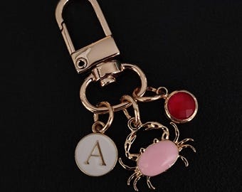Personalized Crab Bag Charm With Initial