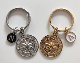 Personalized Compass Keychain Gift For Traveler