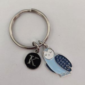 Personalized Owl Keychain Gift Silver Tone