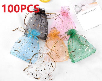 Stern-Mond-Organza-Beutel für Party Hochzeitsgeschenke 100STK