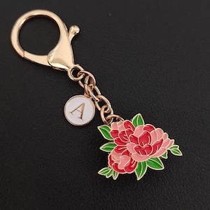 Personalized Peony Dual-Purpose Bag Charm Or Pin