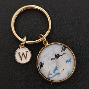 Running Penguin Keychain Cabochon Gift For Girl