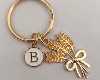 Personalized Wheat Keychain Gift For Farmer